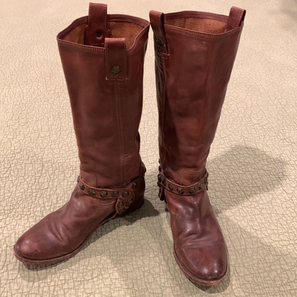 Frye Brown Leather Embellished Western Tall Boot - 7.5